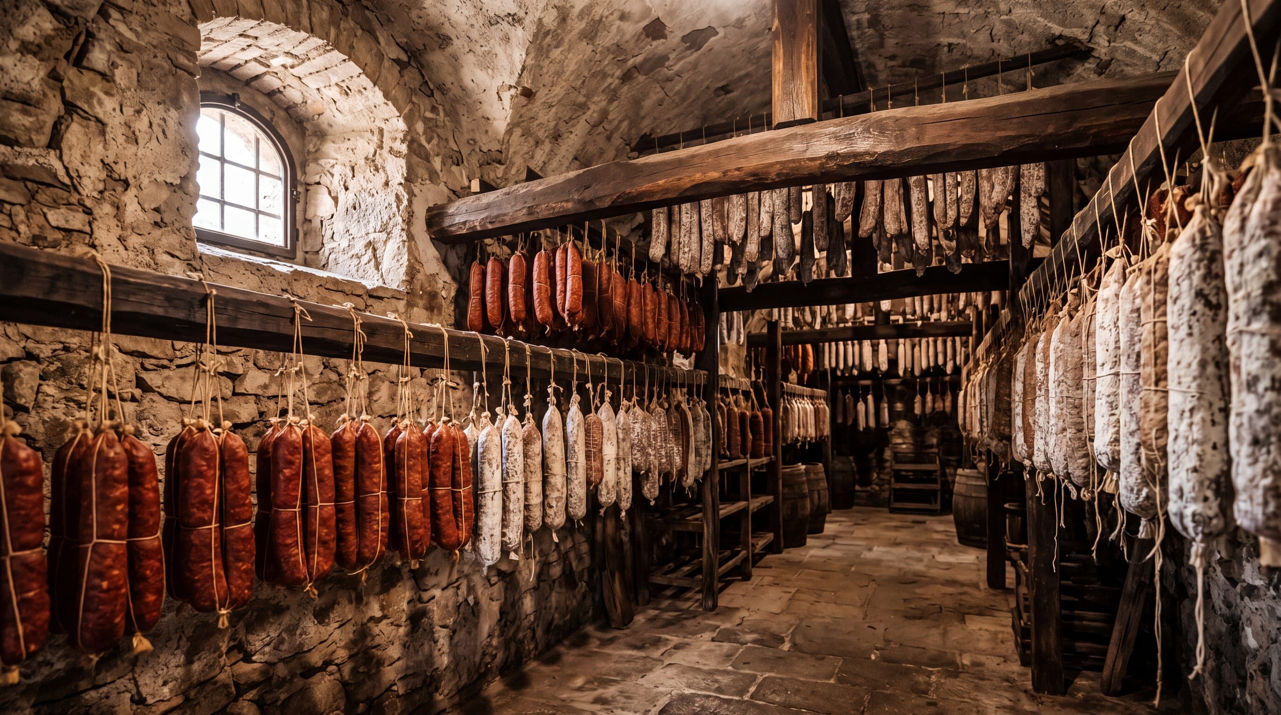 Salumi e 'nduja di Spilinga in stagionatura